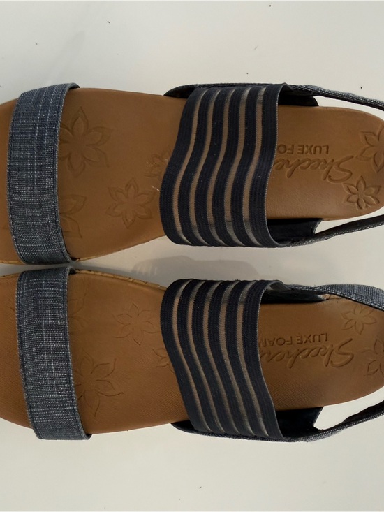 Skechers Shoes - Skechers Dark Blue Striped Elastic Strap Sandals for Women